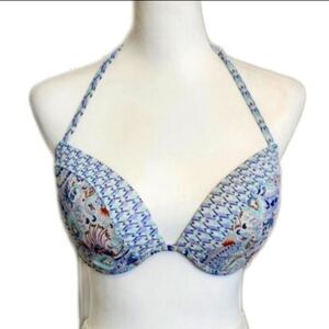 Victoria's Secret bikini Top, blue paisley & white M (32B)